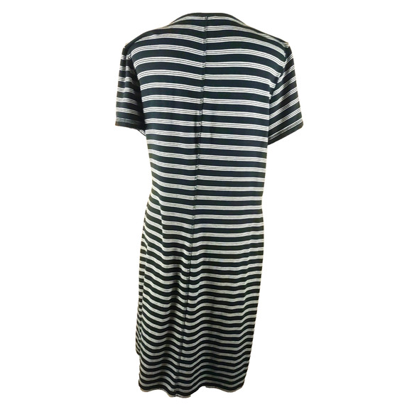 T By Talbot's Women's T Shirt Casual Twist Dress Size Medium Petite Blue White - Picture 4 of 9